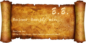 Beiner Benjámin névjegykártya